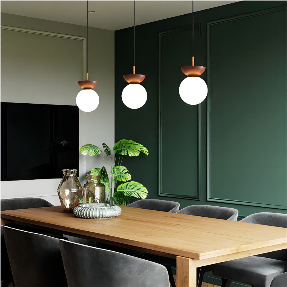 Scandinavische Semi-bol Houten Hanglamp HL100