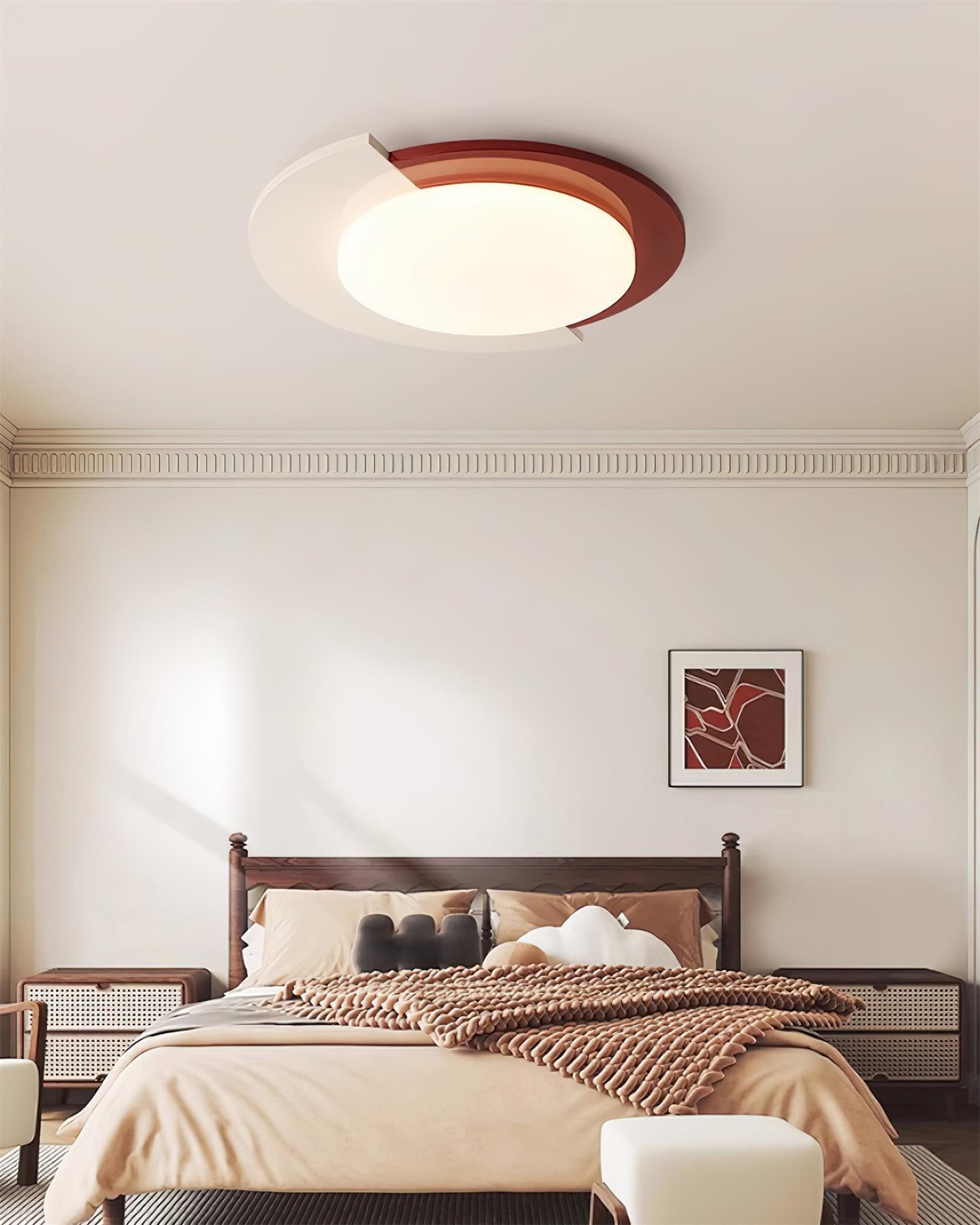 Rood-witte ronde plafondlamp HL755