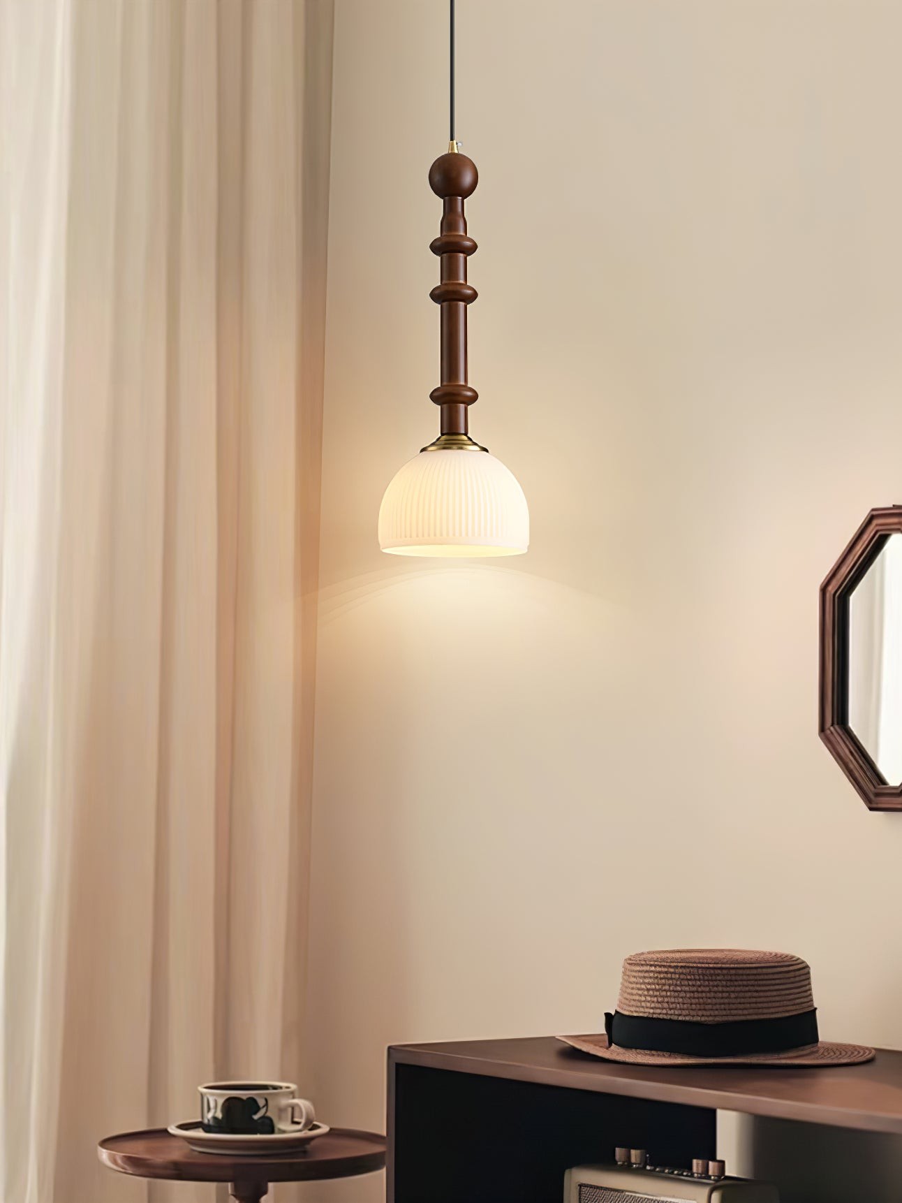 Retro massief houten serie hanglamp HL770