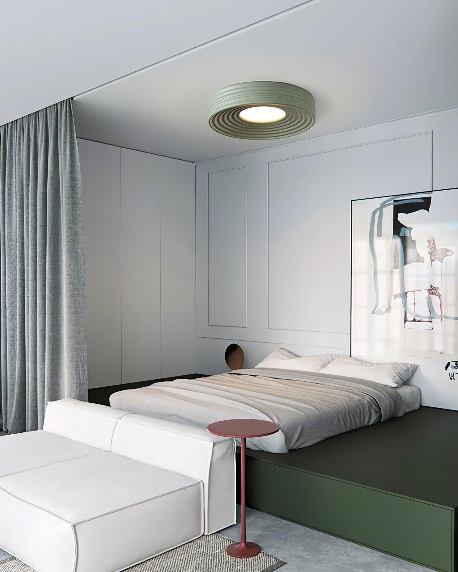 Crèmekleurige geribbelde plafondlamp met drie kleurenverandering HL475