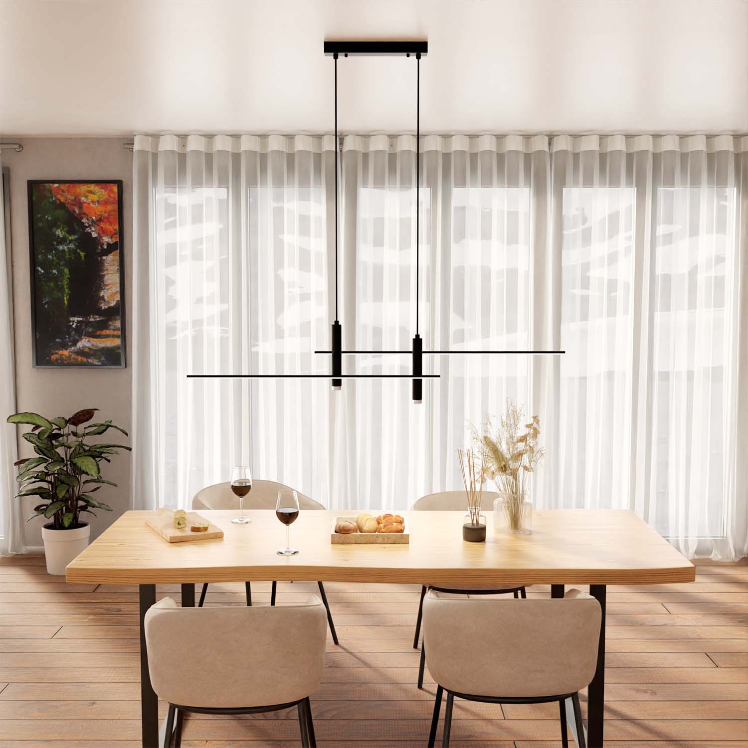 Moderne meerlaagse lineaire dimbare hanglamp HL150