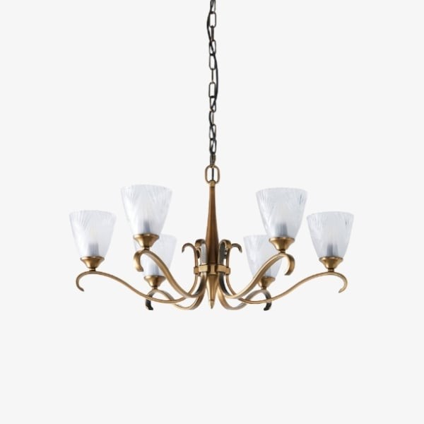 Lunetal kroonluchter met meerdere lampen, kristallen accenten en messing afwerking - moderne luxe voor eetkamer en woonkamer