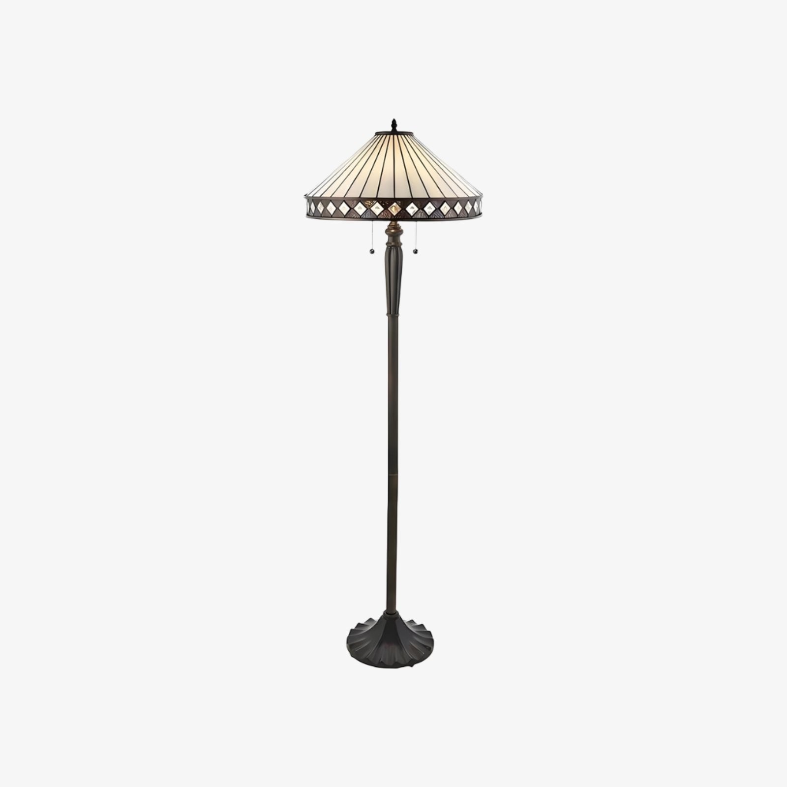 TF Fargo Geometrische Lamp in Tiffany-stijl - Amberkleurig en crèmekleurig glas, accentverlichting voor slaapkamer of