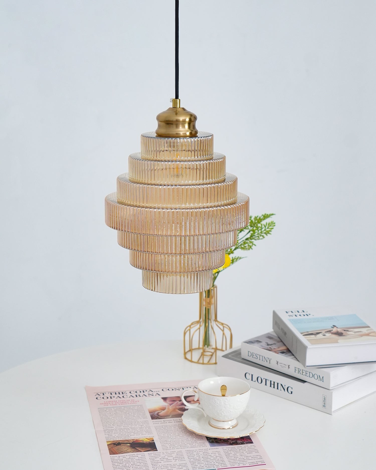 Moderne Creatieve Hanglamp van Geplooid Glas - Flesvormige Hanglamp voor de Eetkamer HL615