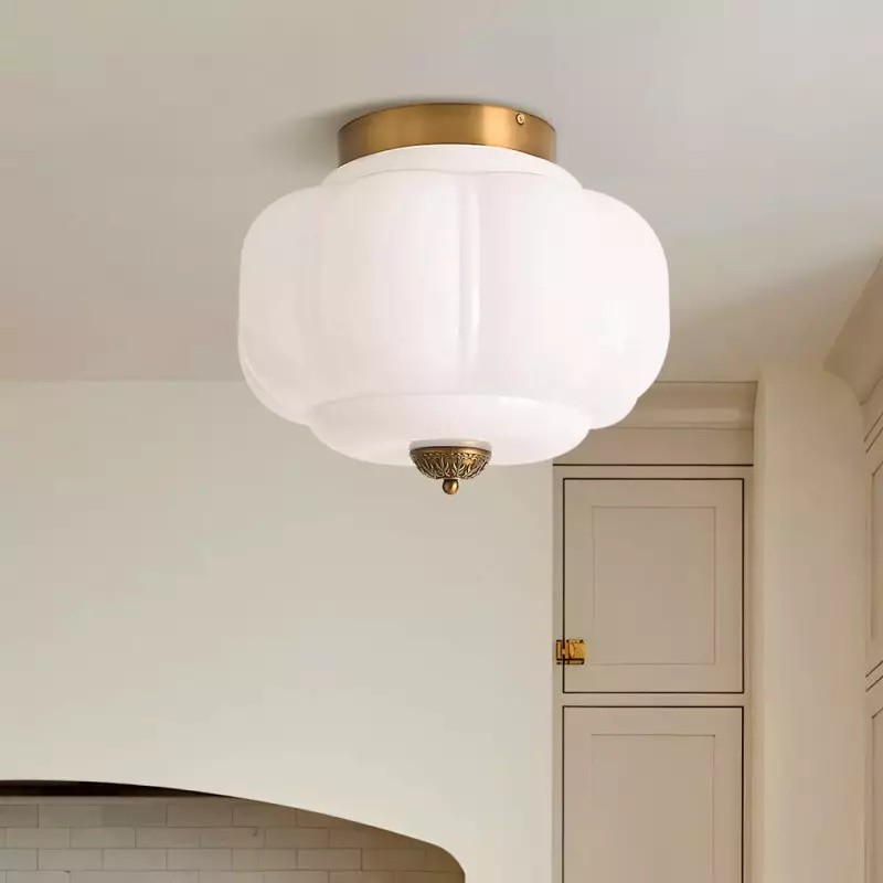 Eloise Retro Melkglas Semi-inbouw Plafondlamp HL948
