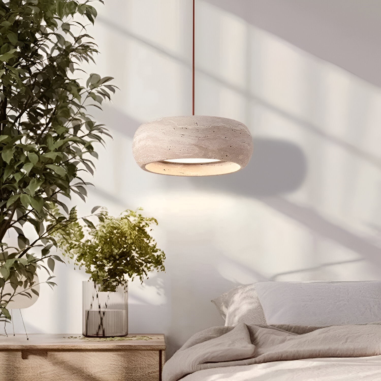 Hanglamp van travertijnsteen in Wabi Sabi-stijl HL1295