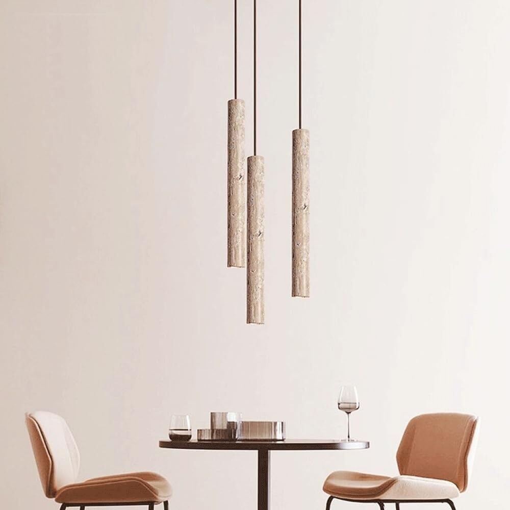 Moderne hanglamp HL3410 met marmeren travertin cilinder.