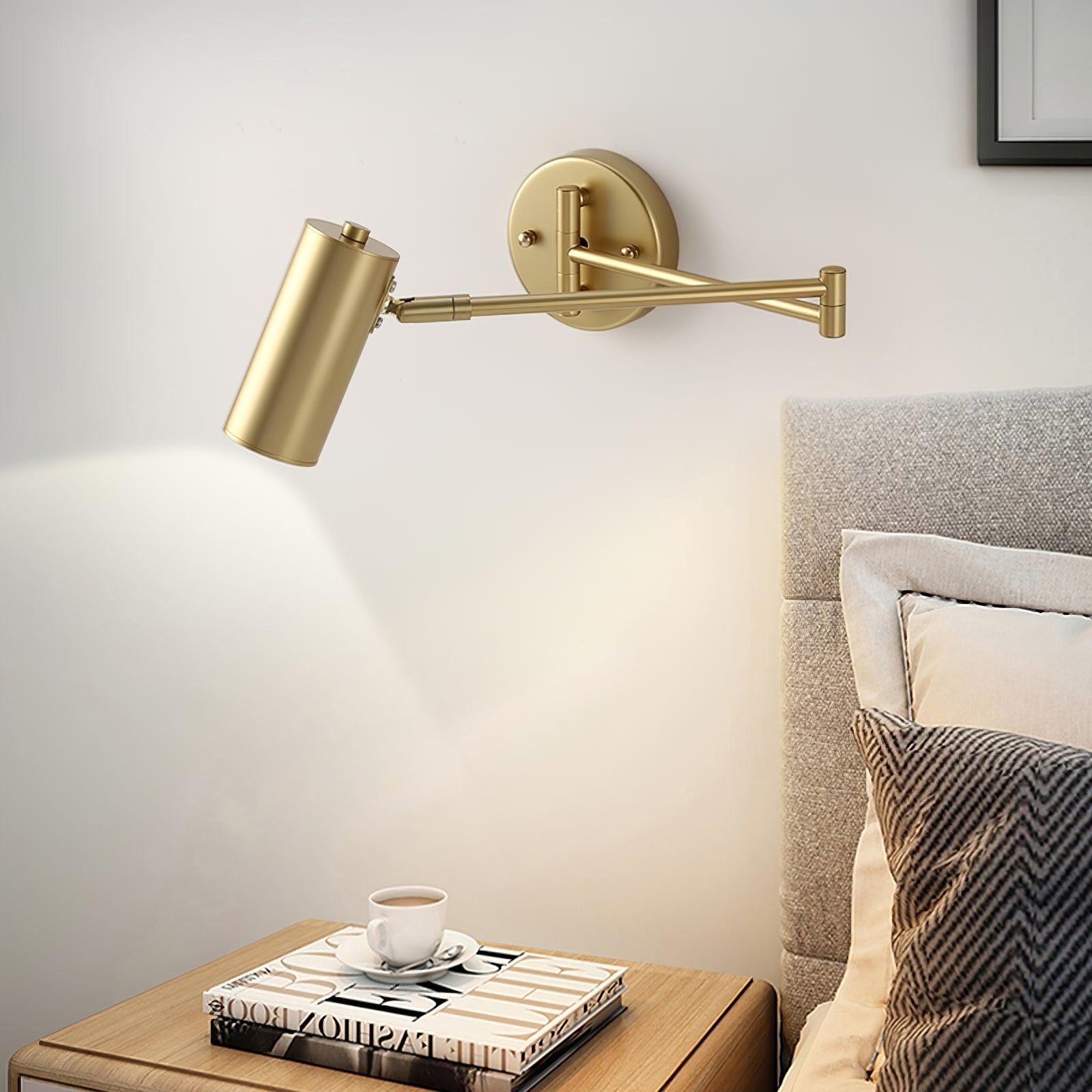 Moderne metalen cilindervormige wandlamp met zwenkarm HL1076