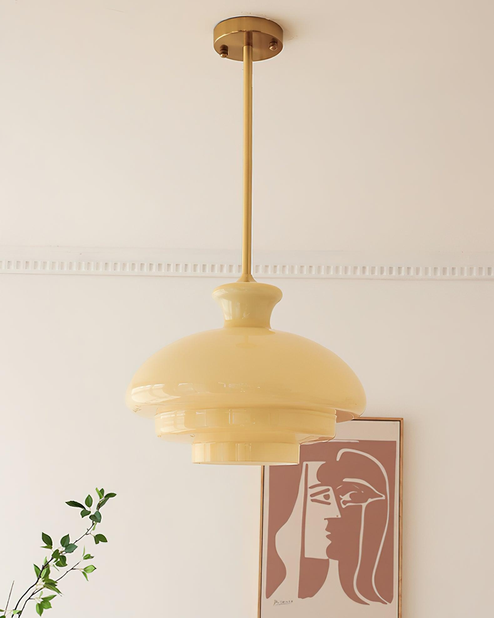 Ronde gele stijlvolle eenvoudige glazen hanglamp HL638