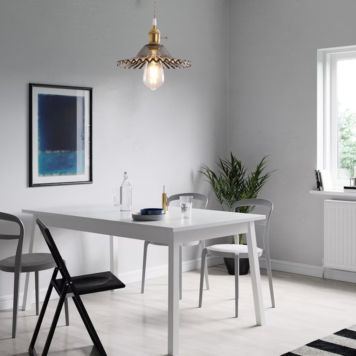 Nordic Bloemblaadje Geplooide Glazen Hanglamp HL286