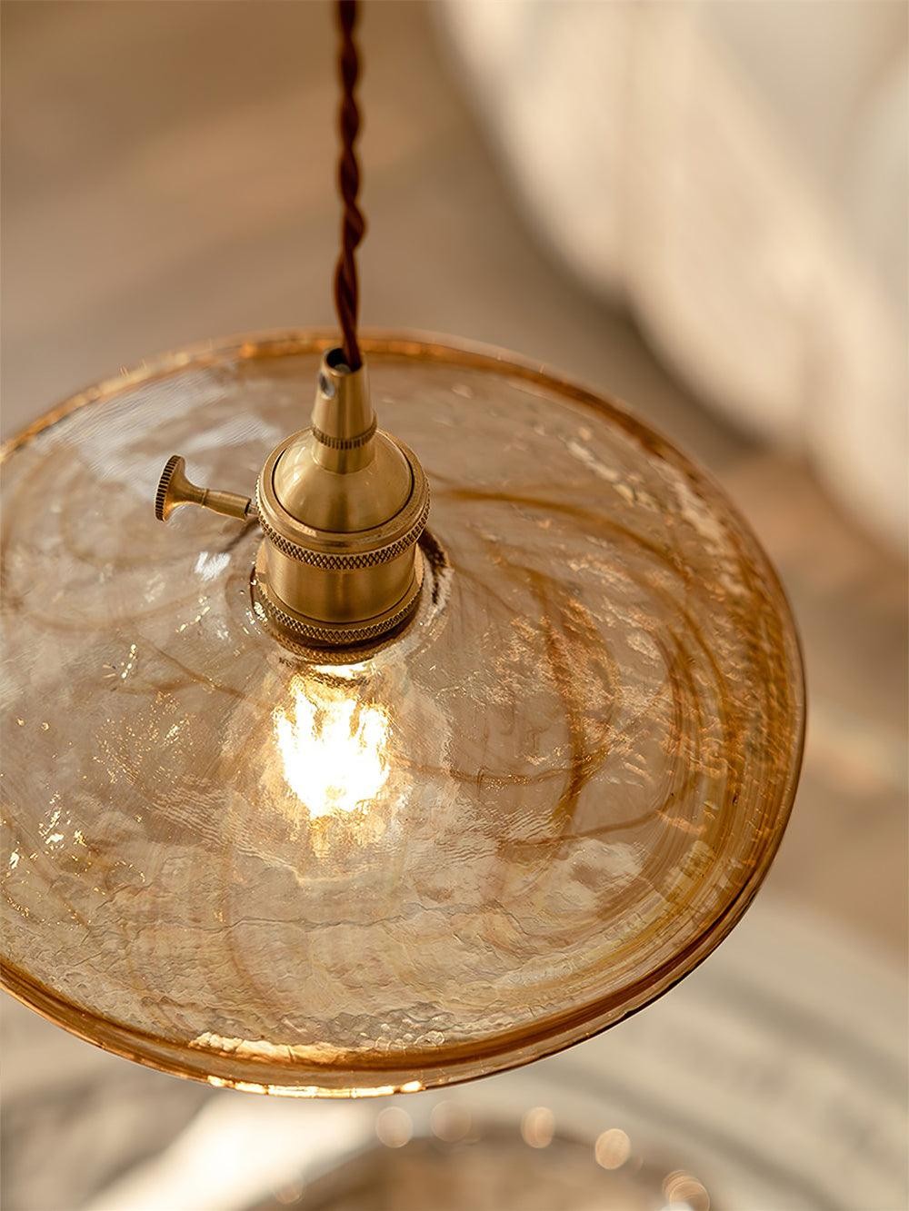 Messing Vintage Helder Glazen Hanglamp HL623