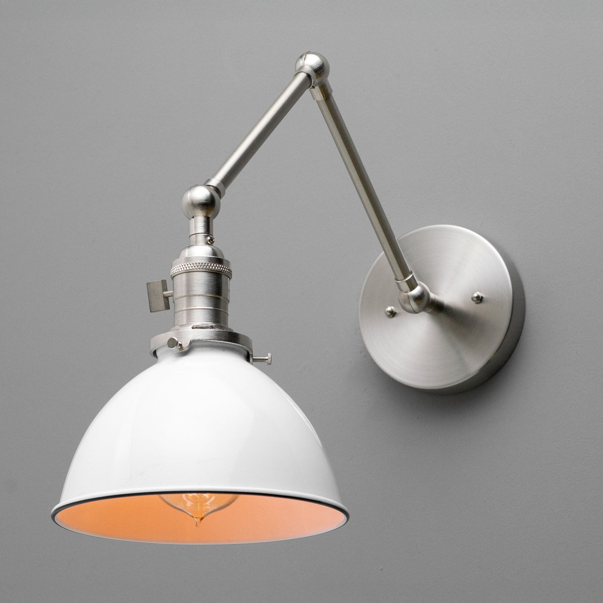 Conique metalen vintage industriële wandlamp met zwenkarm - verstelbare koepelvormige kap voor studie HL1675