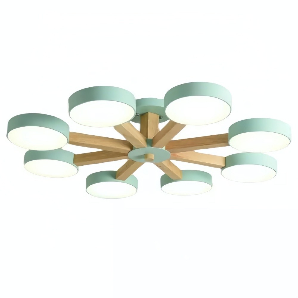 Nordic Wood Plafondlamp - Schijfvormige Lamp voor Woonkamer HL1351