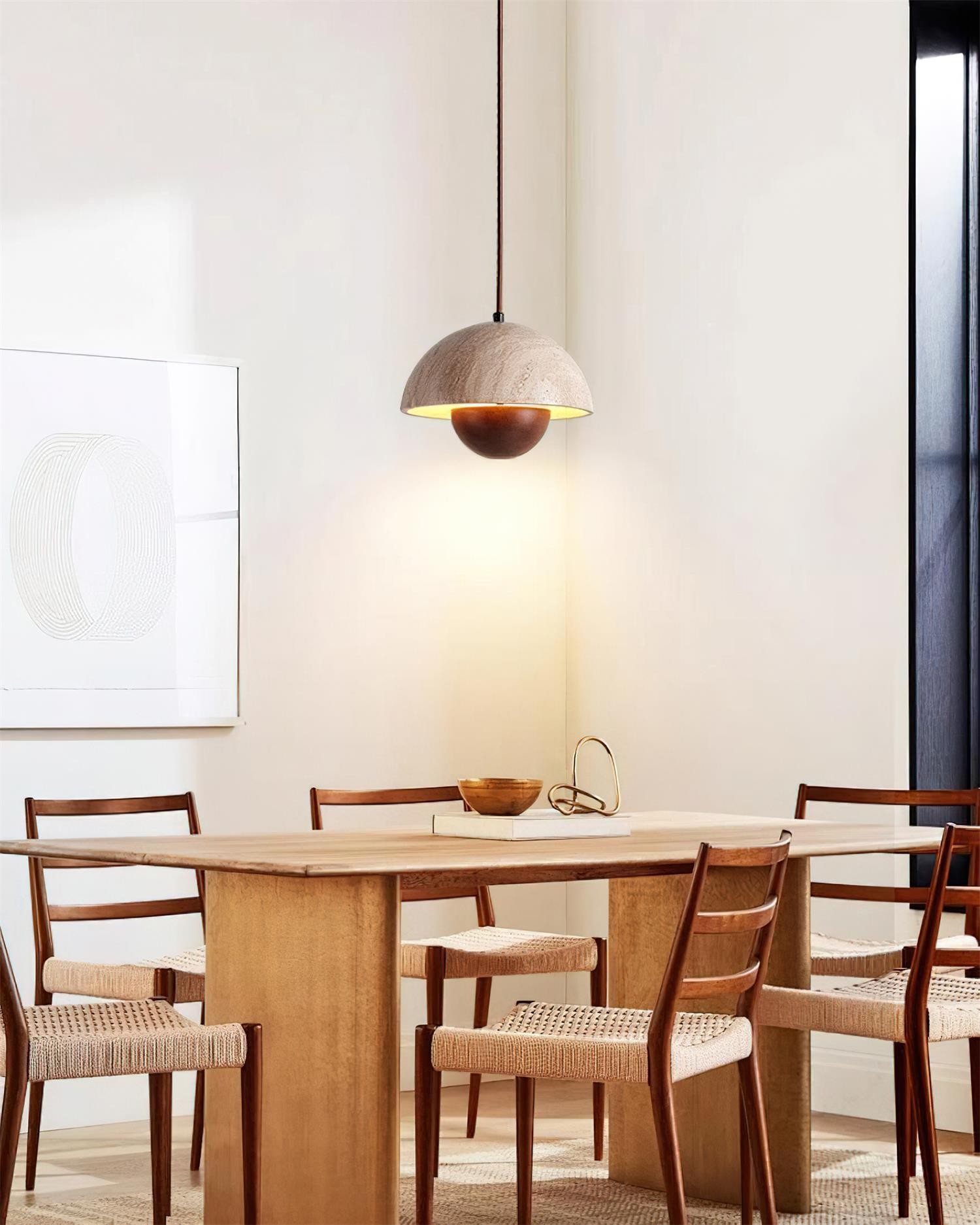 Hanglamp met natuurlijke travertijnbloemknop HL932