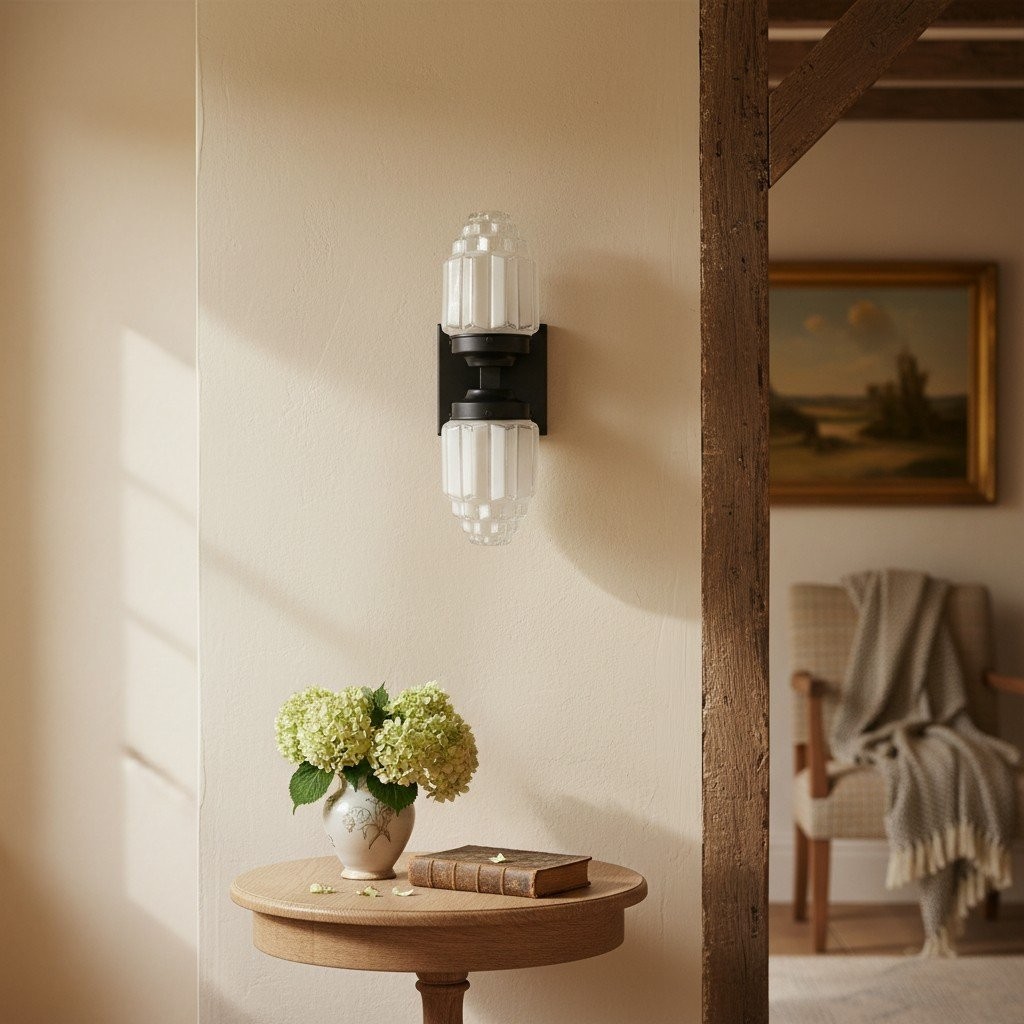 Tierlux Glazen Art Deco Wandlamp - Glazen Gematteerde Bollen met Wolkenkrabberbol HL1656