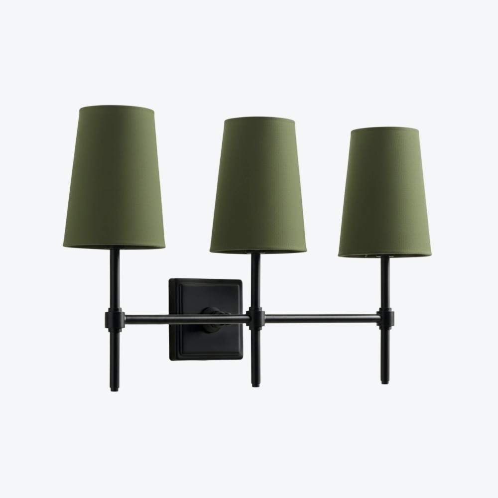 Derlina Witte Linnen Wandlamp – Retro Metalen Verlichtingsarmatuur met Meerdere Hoofden HL1433