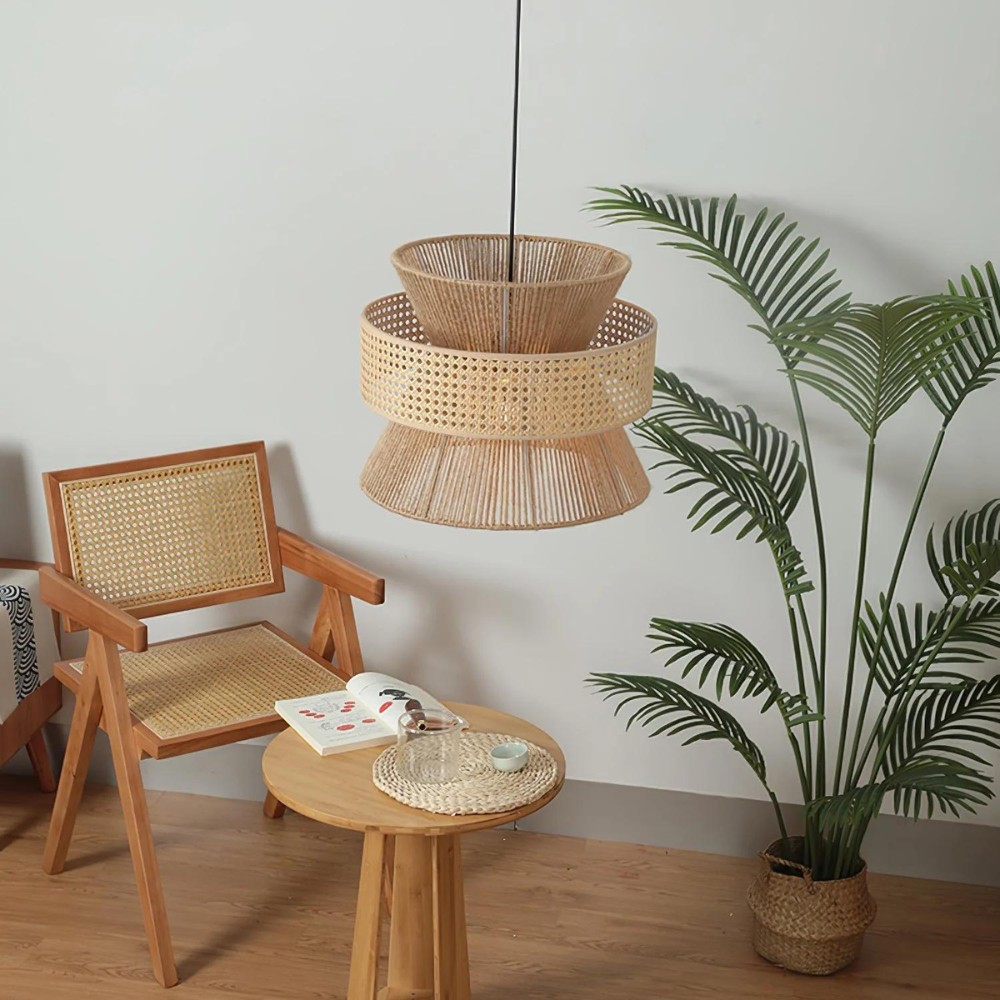 Handgeweven henneptouw rotan hanglamp HL3366