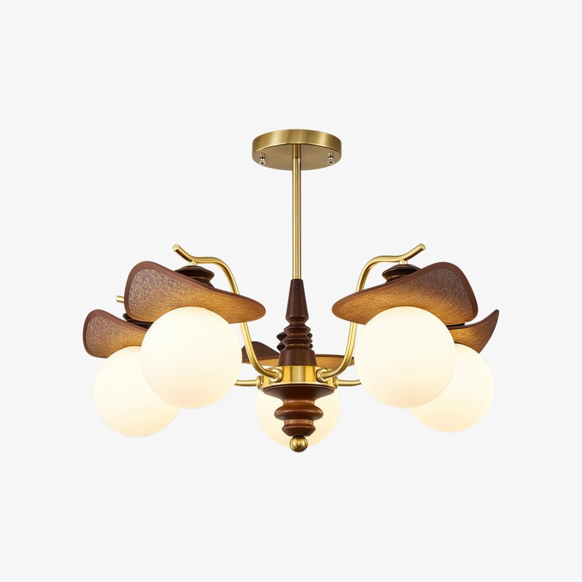 Solvane kroonluchter met meerdere armen en glazen kappen - Retro decoratieve verlichting voor de eetkamer HL2459