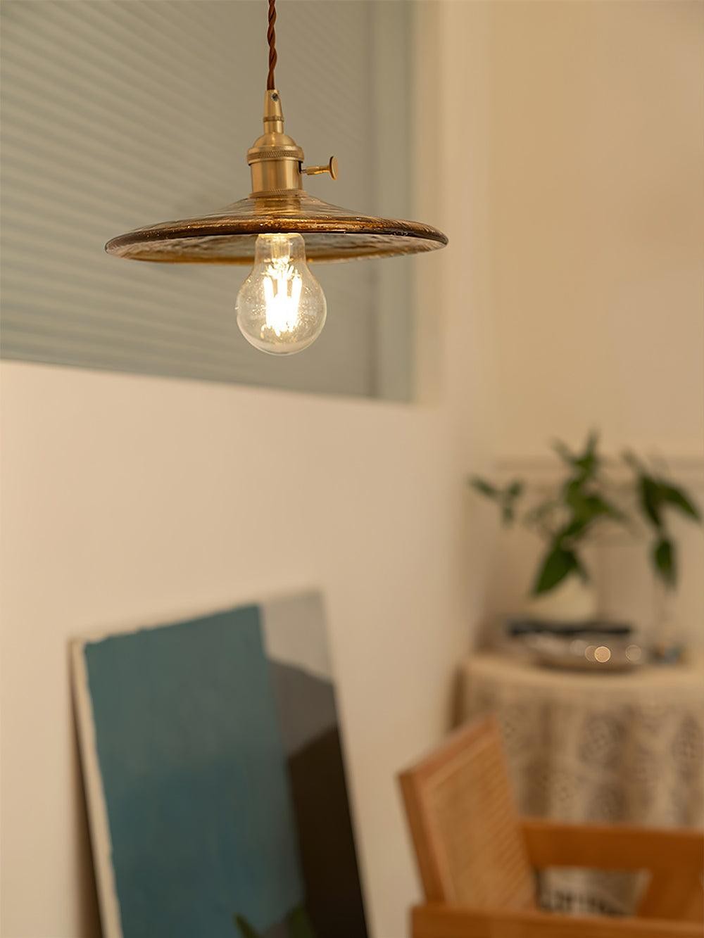 Messing Vintage Helder Glazen Hanglamp HL623