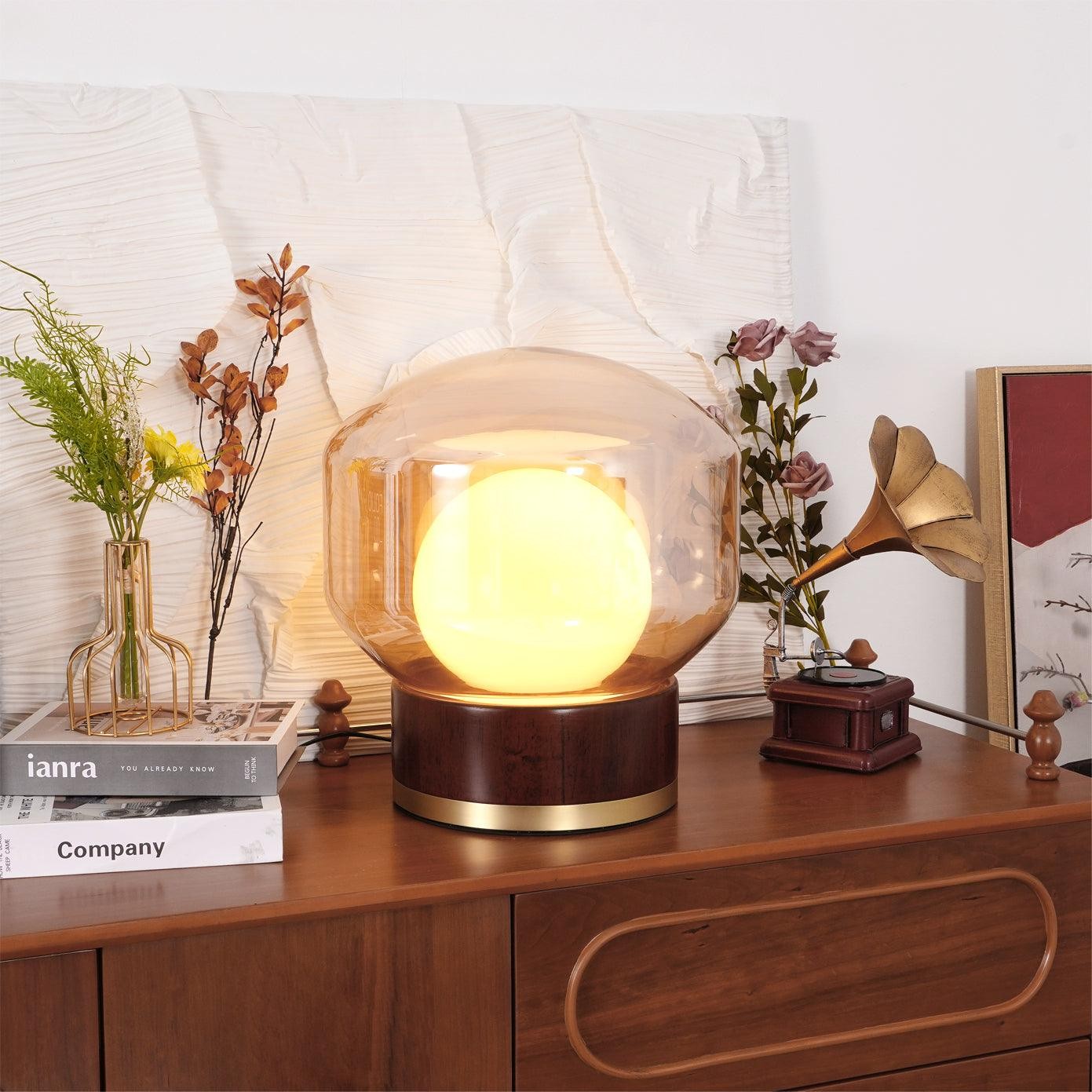 Eenvoudige creatieve houten bol tafellamp HL779