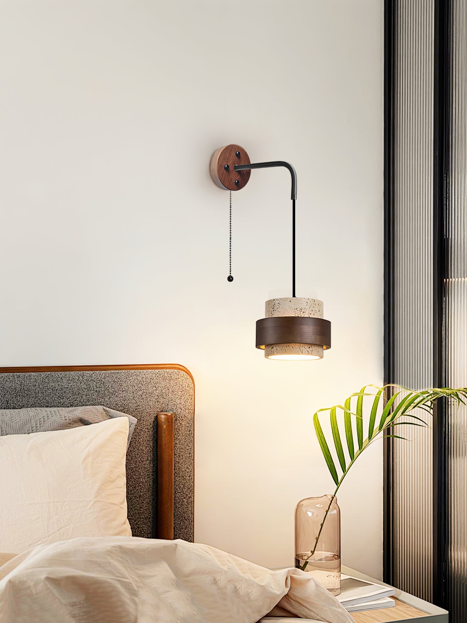 Stonova Travertine Emmer Houten Ring Wandlamp HL1114