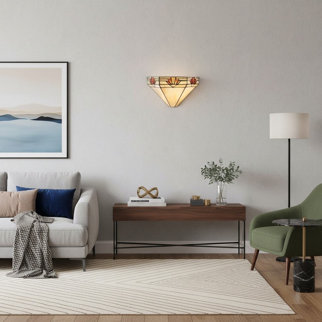 TF Nevada Ziggurat Wandlamp - Art Deco Glas-in-lood Wandlamp voor Hal en Woonkamer HL2237