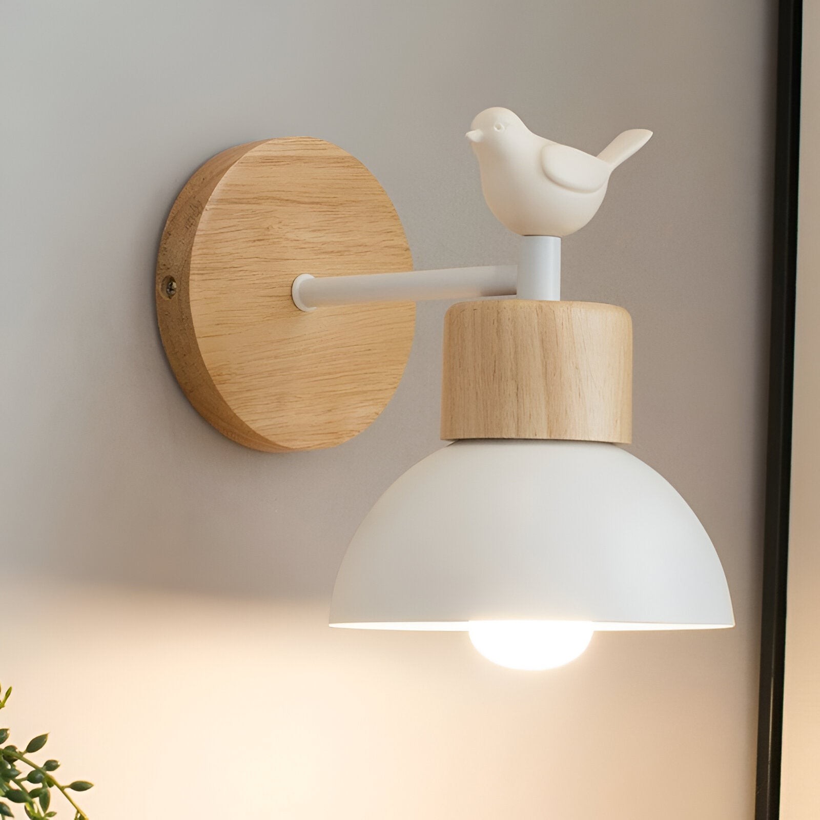 Nordic Wood Iron Shade Japandi Wandlamp HL1293