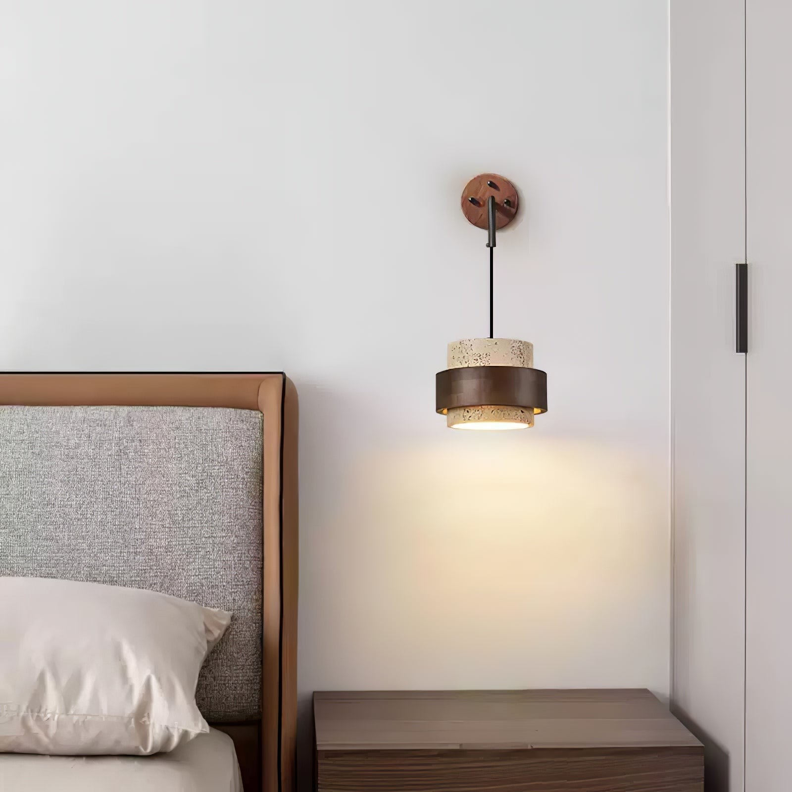 Stonova Travertine Emmer Houten Ring Wandlamp HL1114