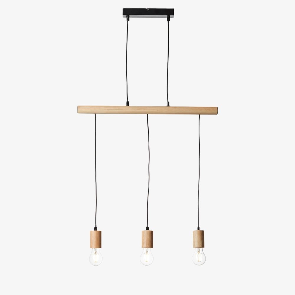 Virell Verstelbare Lineaire Plafondlamp - 3-Lampen Houten en Metalen Design voor Keukeneiland of Kantoor HL2064