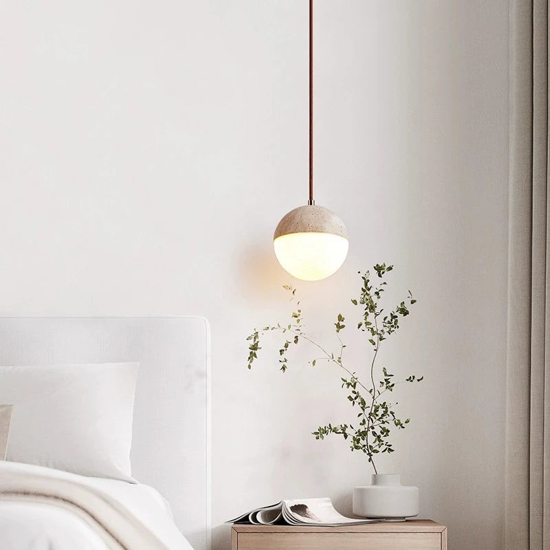 Hanglamp met travertinen bol HL3469