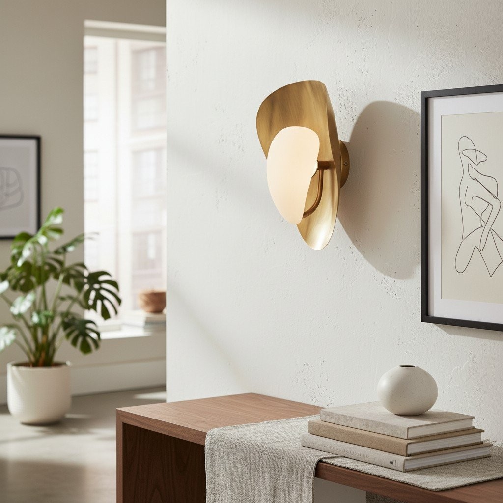Shella artistieke wandlamp - kap in bloembladvorm voor slaapkamer of hal HL1885