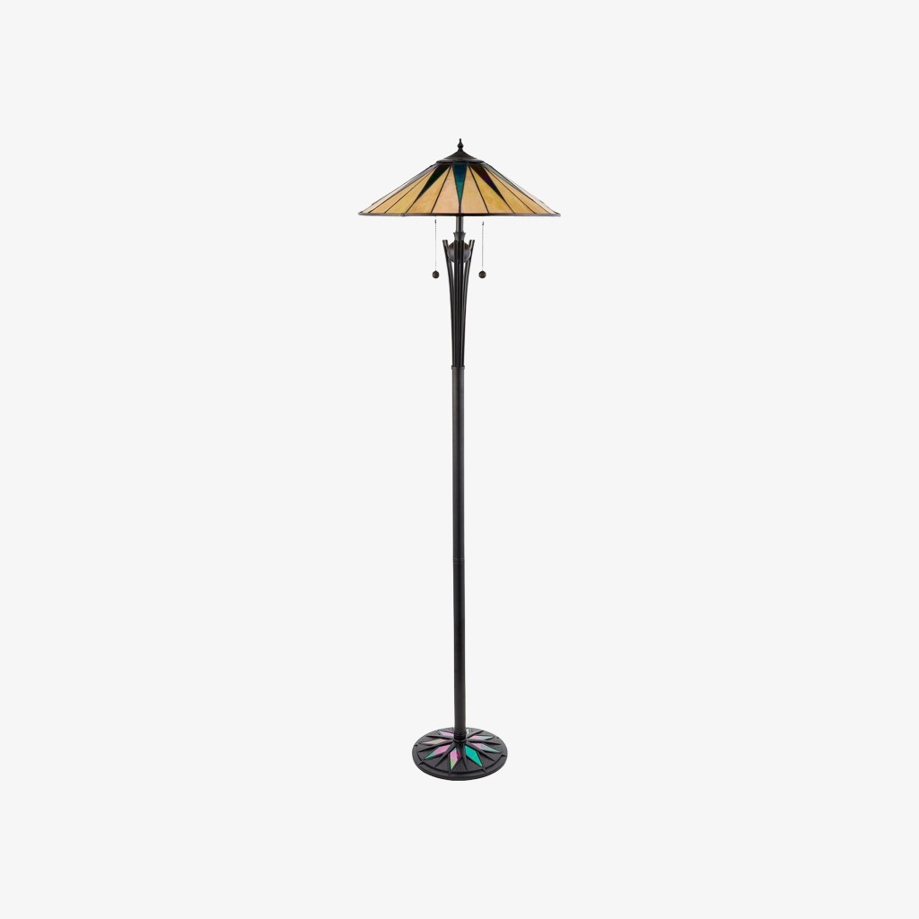 TF Dark Star Tiffany Art Glass vloerlamp - Vintage-geïnspireerde accentverlichting met metalen voet HL2072