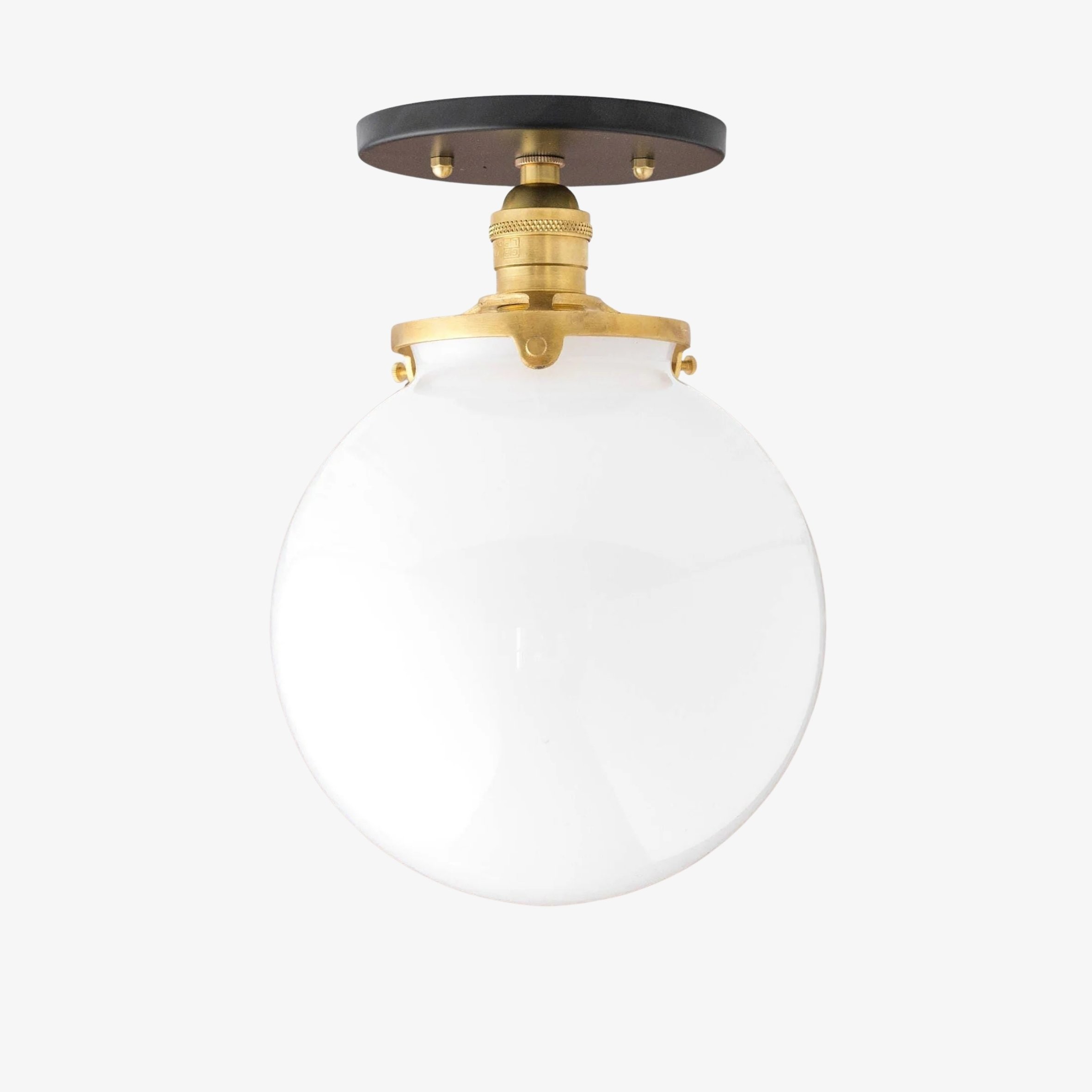Glorica Glazen Mid Century Semi-Flush Plafondlamp - Witte Opaal Glazen Bol Armatuur HL1730