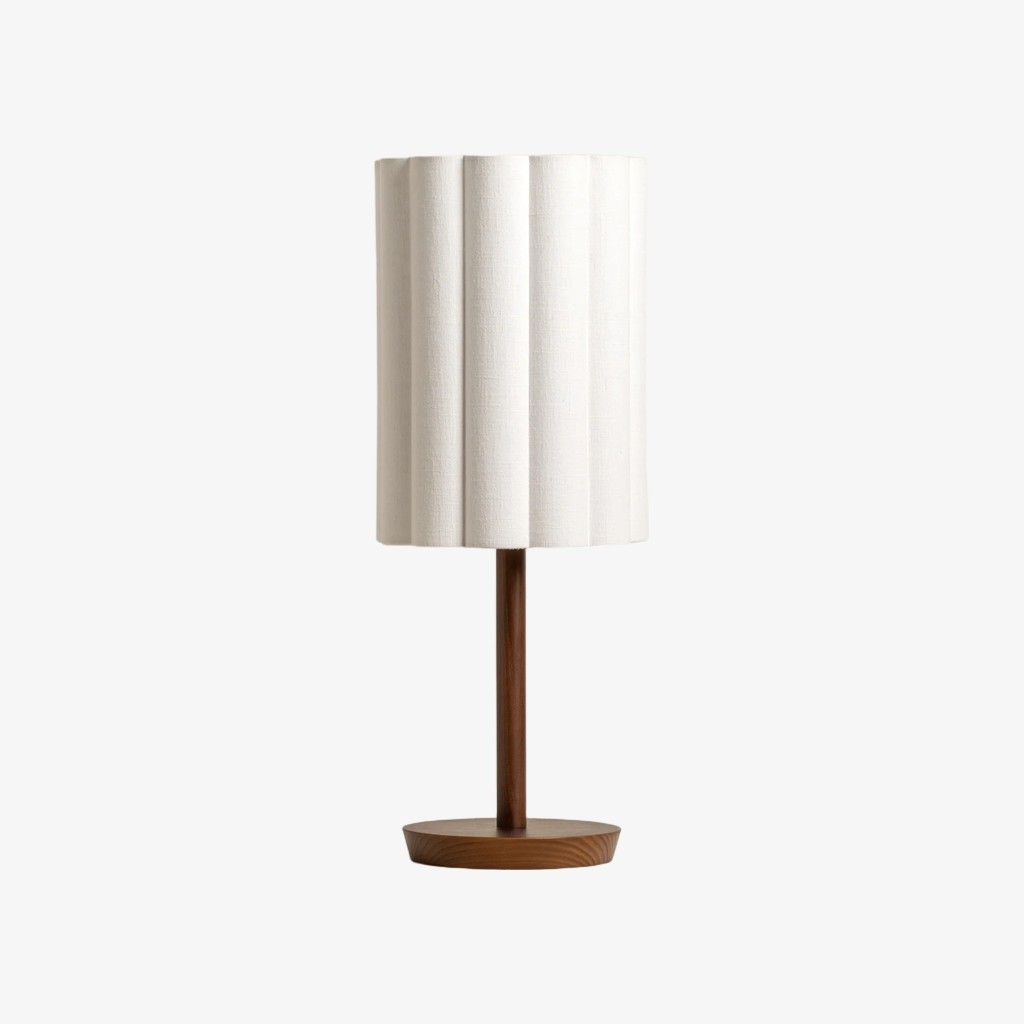 Linbron moderne tafellamp met stoffen kap en houten voet - Zachte sfeerverlichting voor slaapkamer of woonkamer HL1910