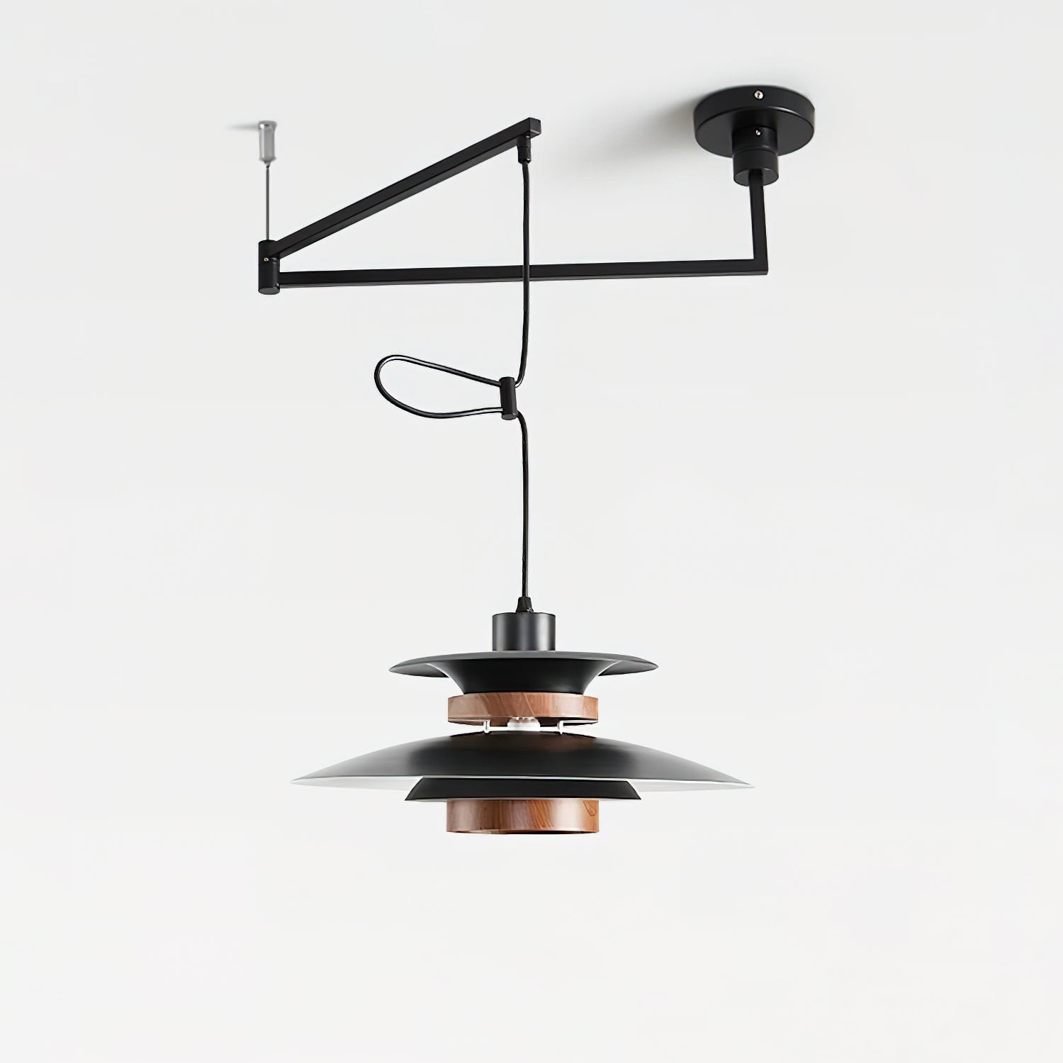 Meerlaagse houtnerf hanglamp met zwenkarm HL1088