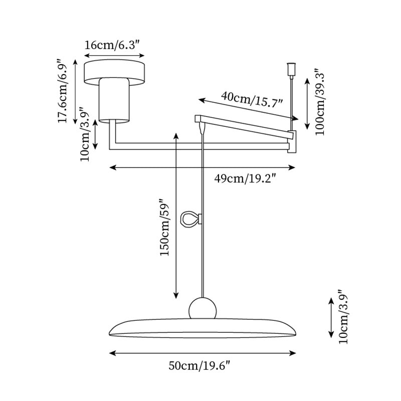 Eenvoudige moderne verstelbare hanglamp met zwenkarm HL885