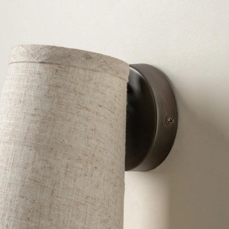 Zalen wandlamp met linnenstructuur in bronskleur - Zachte retro wandlamp voor leeshoek HL1912
