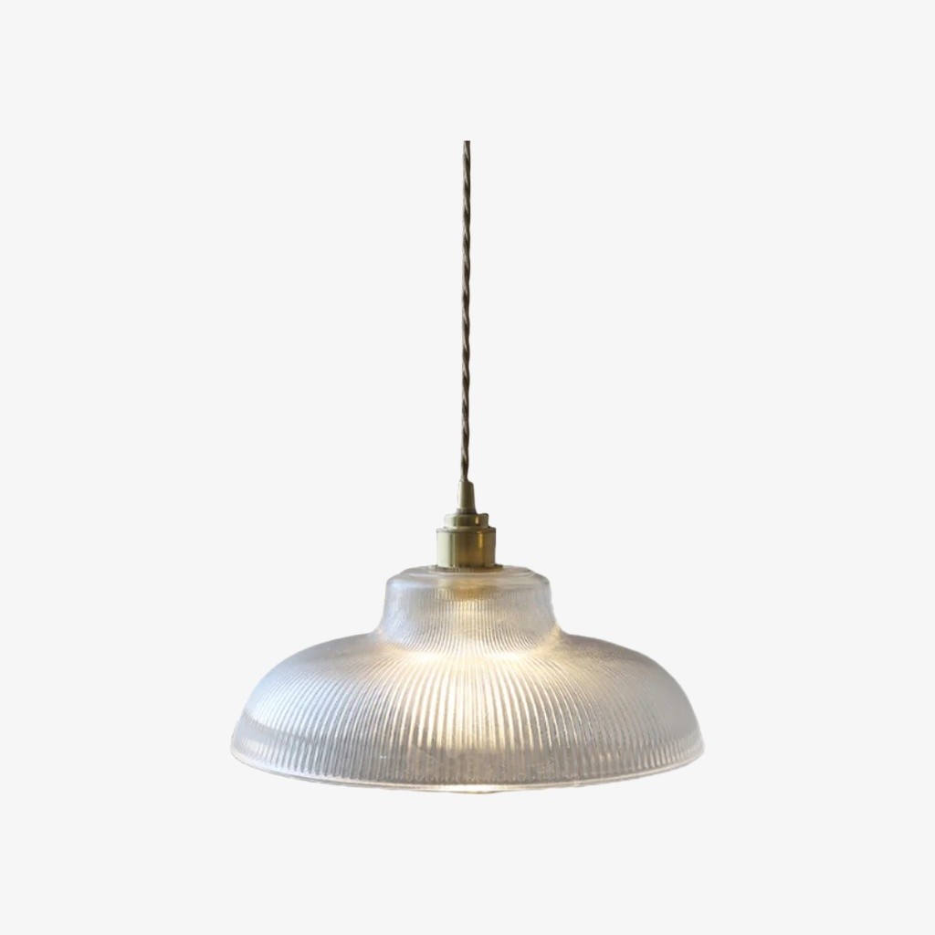 Ribilux geribbelde hanglamp - Vintage glas en metaal voor keuken en eetkamer HL2461