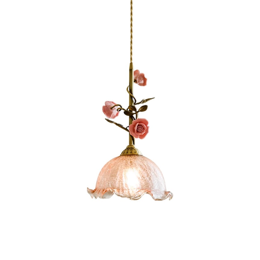 Lalique roze glazen hanglamp HL3227