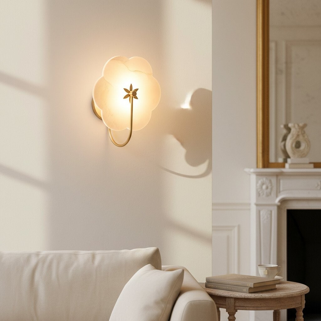 Albi Albasten Wandlamp - Uitgesneden bloemmotieven, geschikt voor woonkamers of slaapkamers HL1907