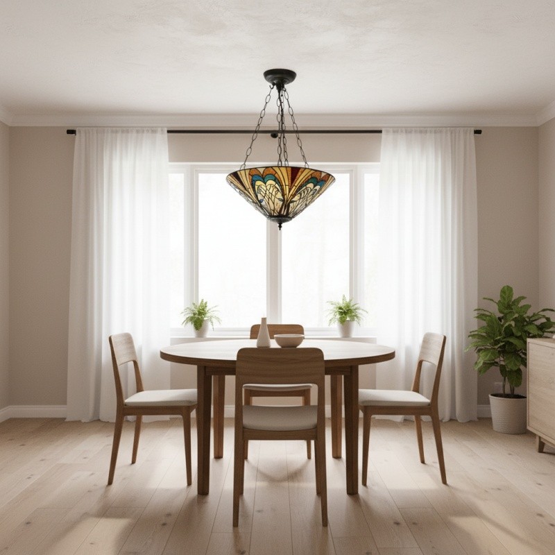 TF Hector Plafondlamp - Handgemaakt glas-in-lood design, half-inbouw of hanglamp voor thuis HL2217