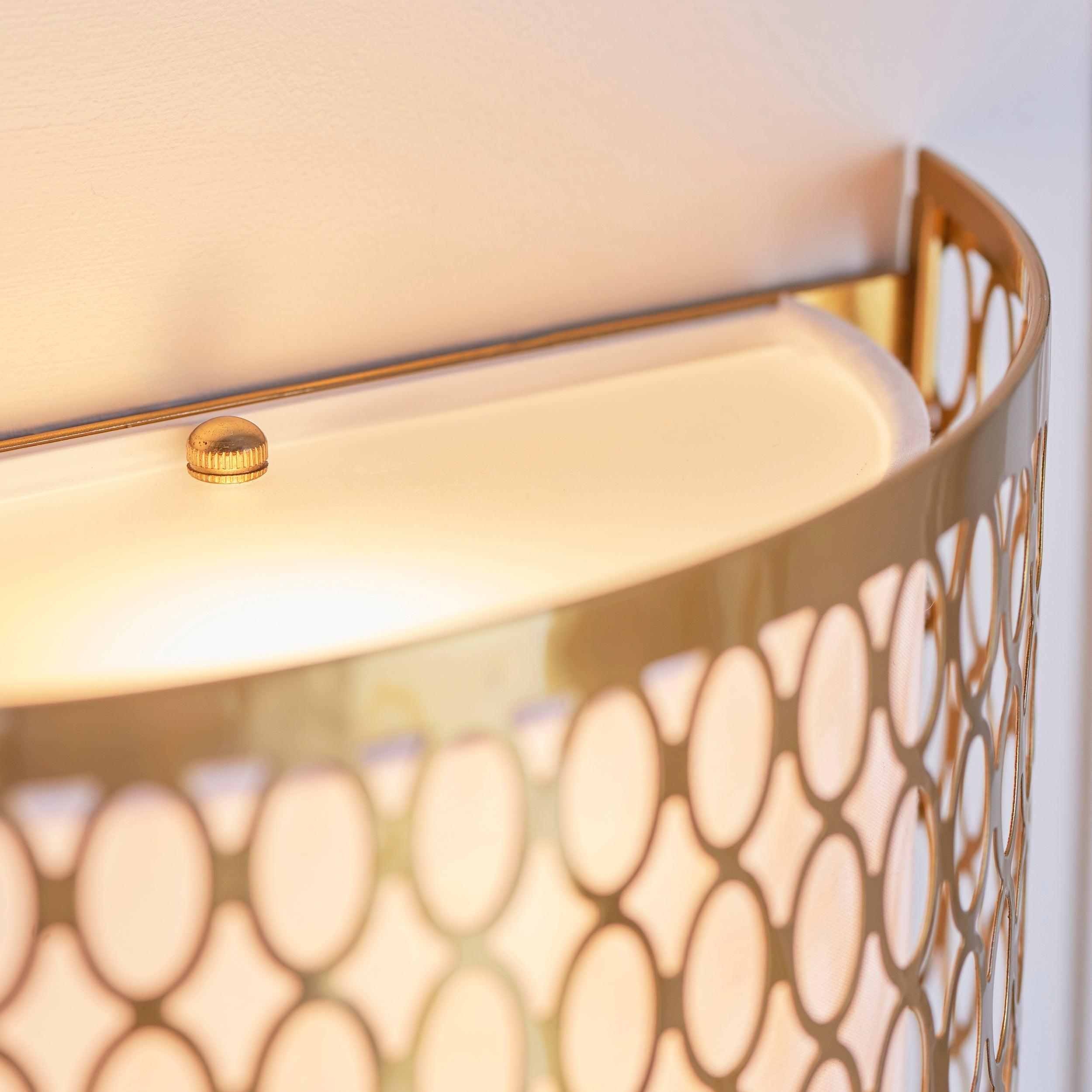 Liorin Fretwork wandlamp - Moderne gebogen metalen en stoffen kap wandlamp voor hal of slaapkamer HL2192