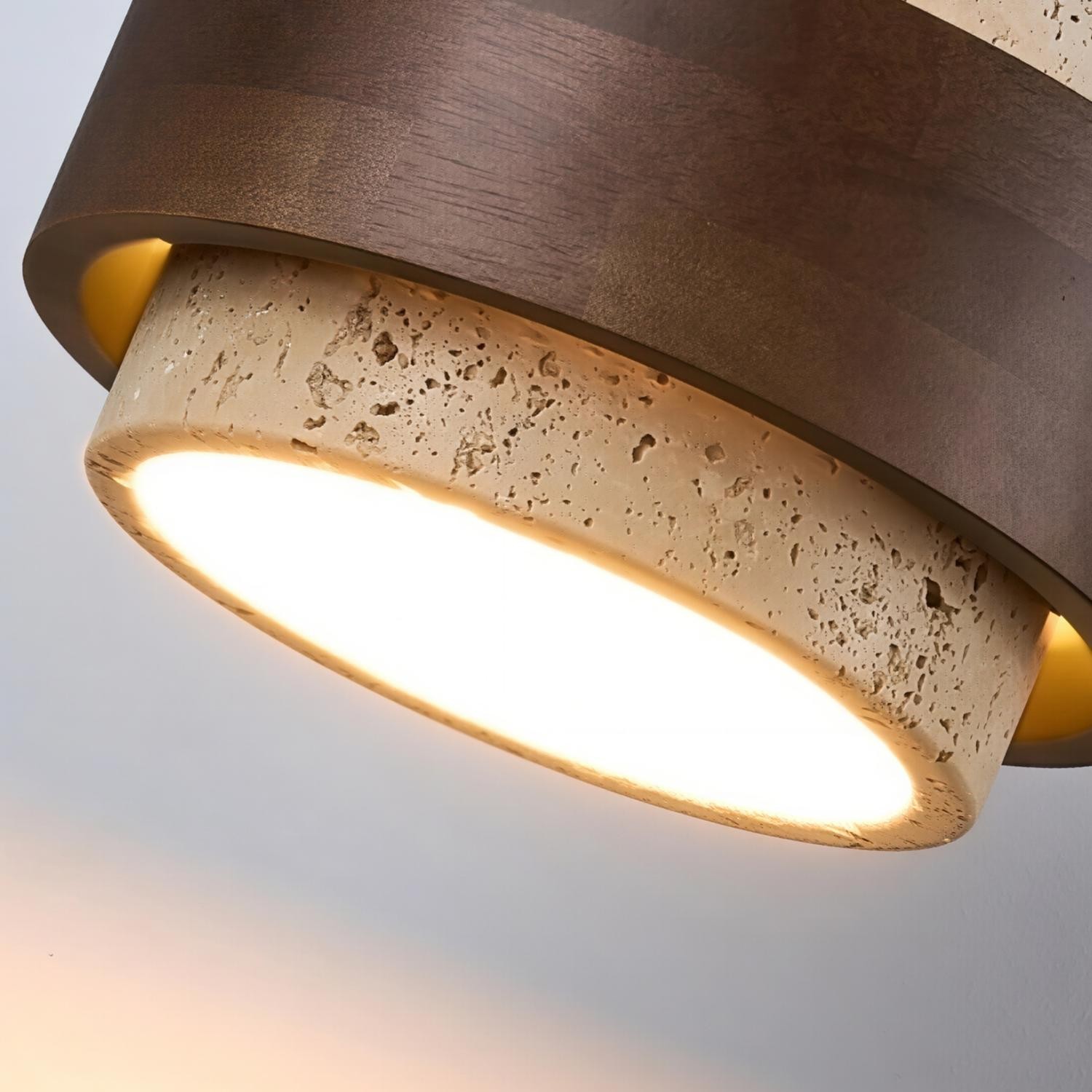 MokuStone Wabi Sabi Travertin Plafondlamp - Plafondlamp met textuur van steen, vlak gemonteerd, voor thuis HL2444