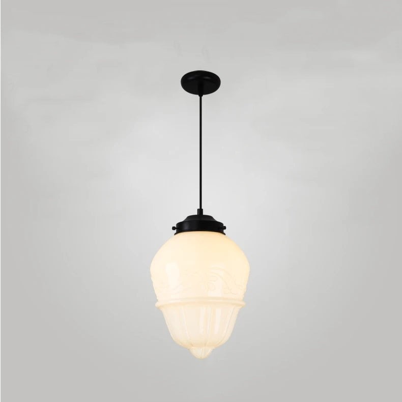Vintage witte geometrische hanglamp van melkglas HL1022