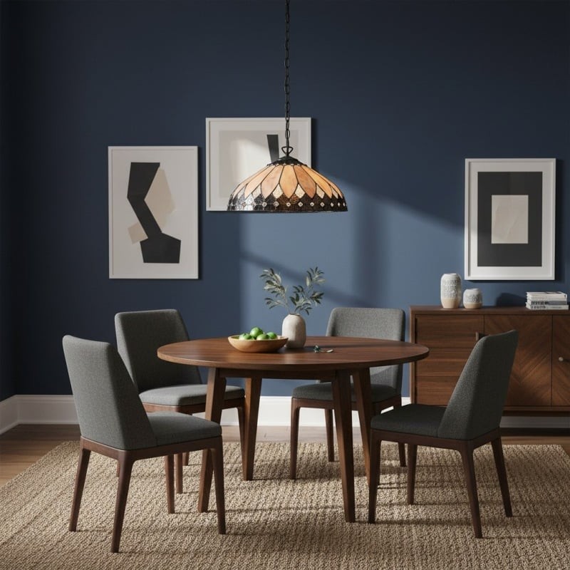 TF Brooklyn Hanglamp - Hanglamp met geometrisch glas-in-lood in art-decostijl voor eetkamers HL2105