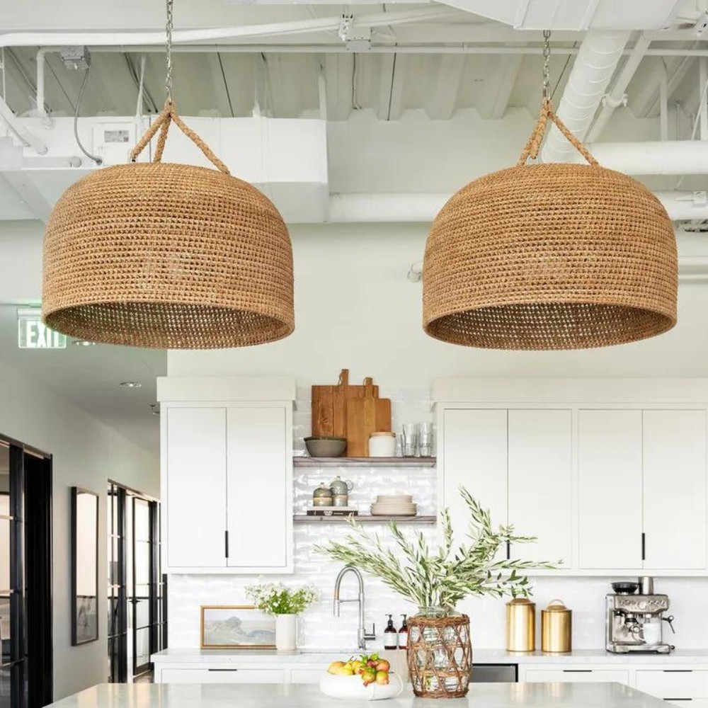 Hanglamp HL3383 van natuurlijk rotan met Japanse uitstraling