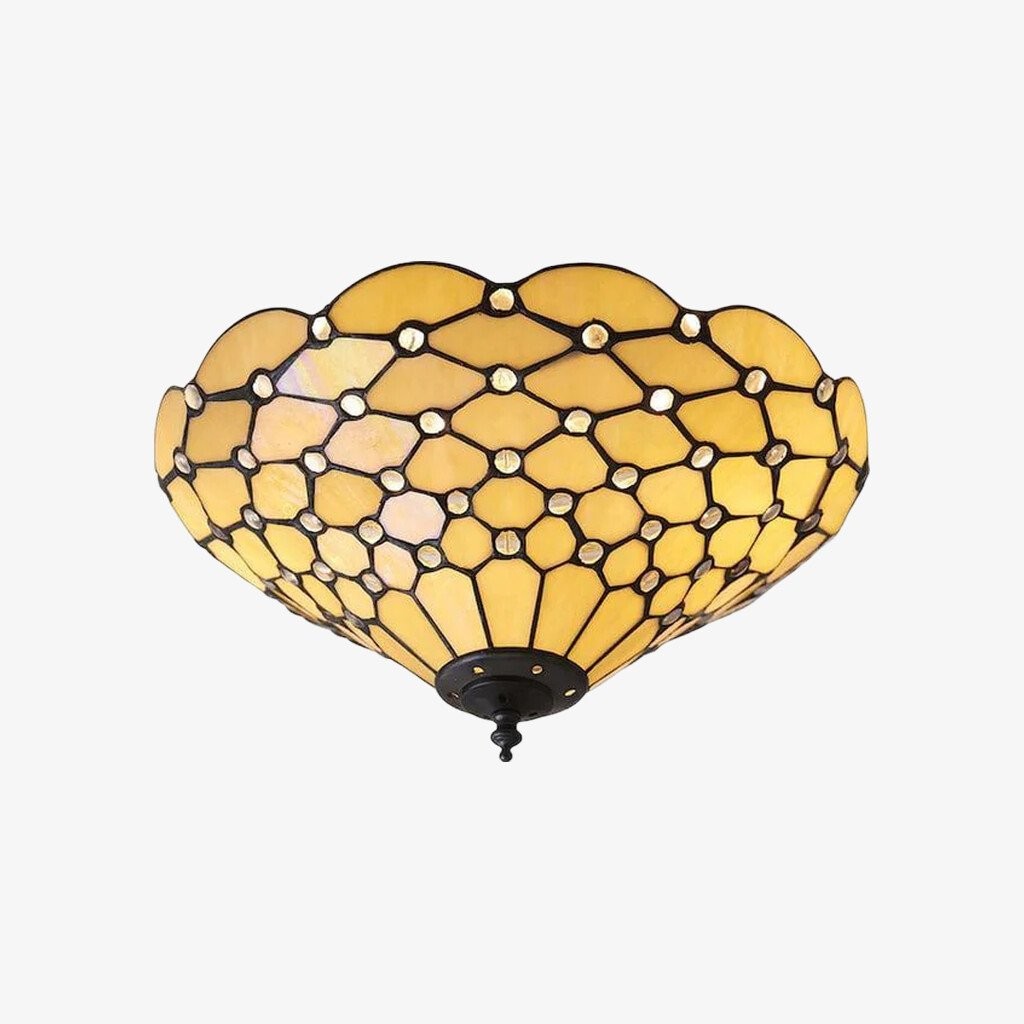 TF Pearl handgemaakte Tiffany plafondlamp - Art Deco glas-in-loodlamp voor hal of woonkamer HL2194