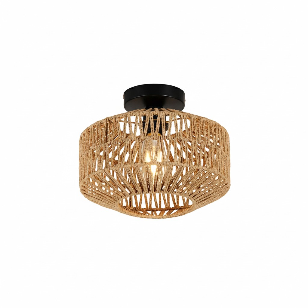 Geweven lantaarn Boho Radiance rotan plafondlamp HL3399