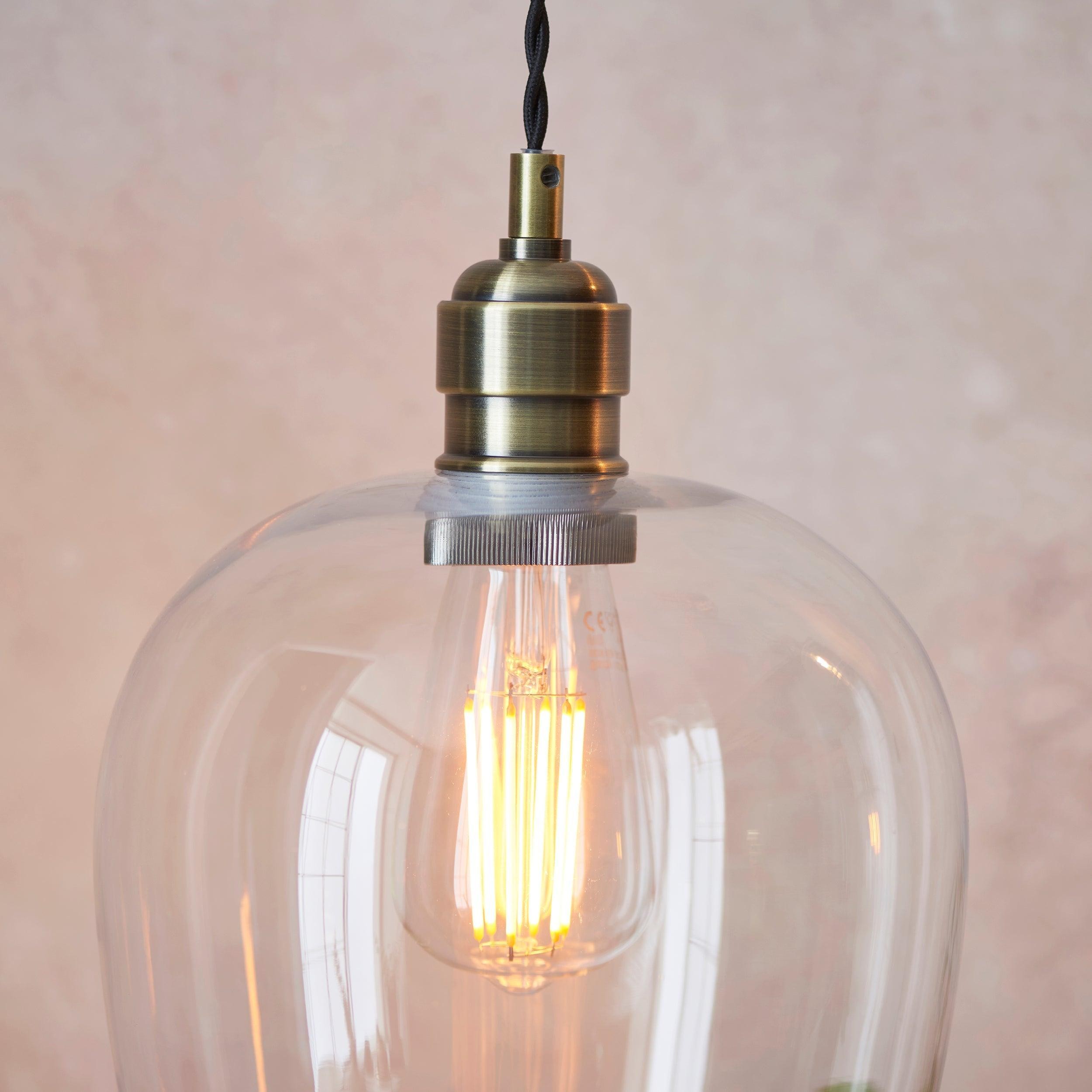Clarione in hoogte verstelbare glazen hanglamp - Klassieke Art Deco lamp HL2231