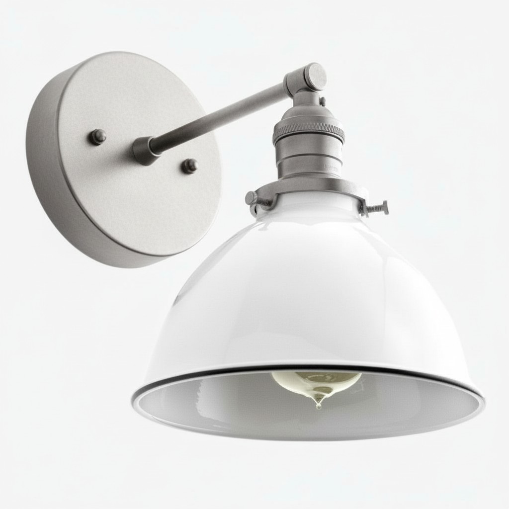Conique Metalen Wandlamp - Witte Metalen Kap - Industriële Moderne Verlichting HL1669